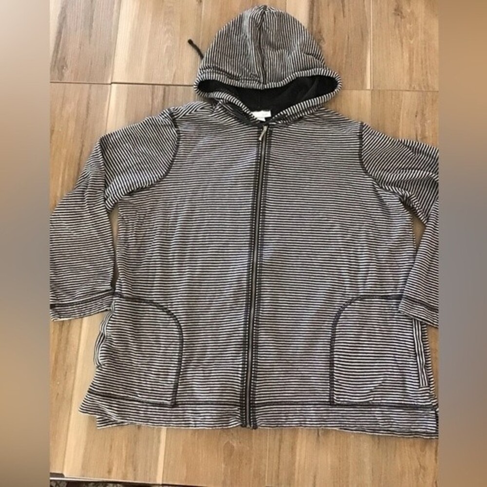 J.Jill Striped Zip Up Hoodie 1X